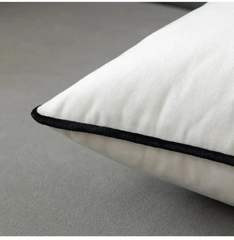 Housse de coussin en velours doux noir et blanc aux finitions soignées, 45x45 50x50 30x50 - Hommfer
