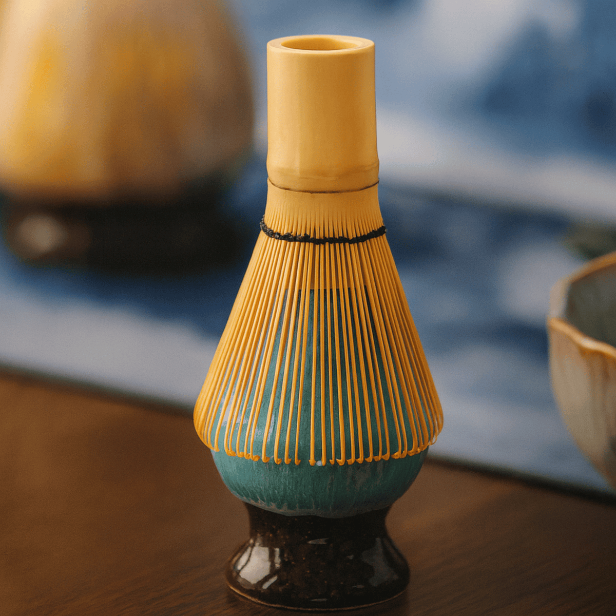 Kit Cérémonie du Matcha 8 pièces en céramique émaillée avec fouet en bambou et bol à bec verseur - Hommfer