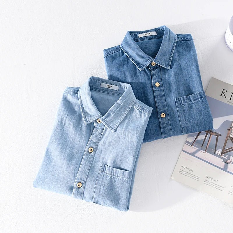 Lazare Chemise en denim 100% coton avec surpiqûres et boutons contrastants pour un confort respirant - Hommfer