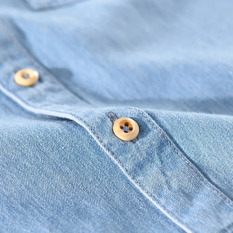 Lazare Chemise en denim 100% coton avec surpiqûres et boutons contrastants pour un confort respirant - Hommfer