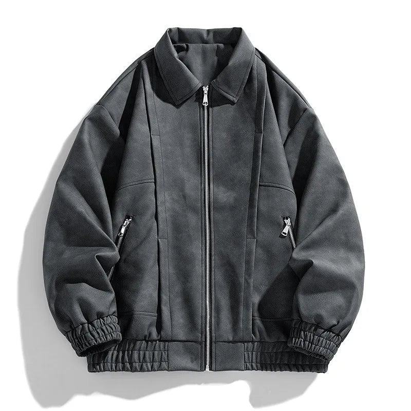 Lennor Veste Bomber effet suède à zip intégral avec poches latérales zippées pour le quotidien - Hommfer