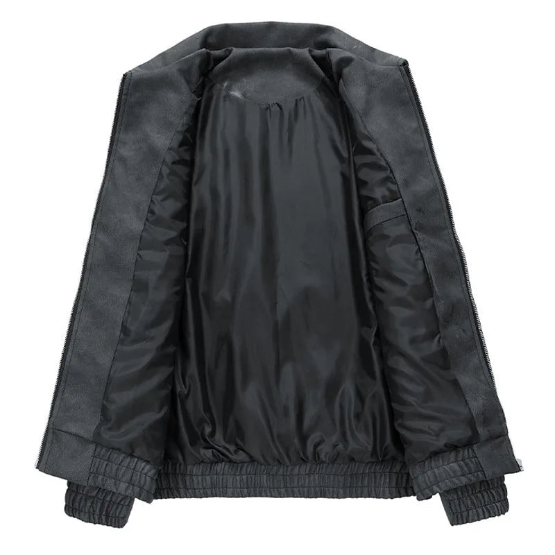 Lennor Veste Bomber effet suède à zip intégral avec poches latérales zippées pour le quotidien - Hommfer