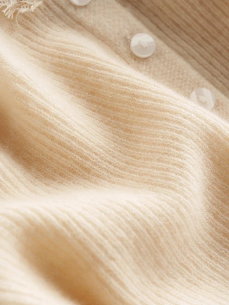 Léonie Cardigan 100 % cachemire avec dentelle pour l’automne et l’hiver - Hommfer