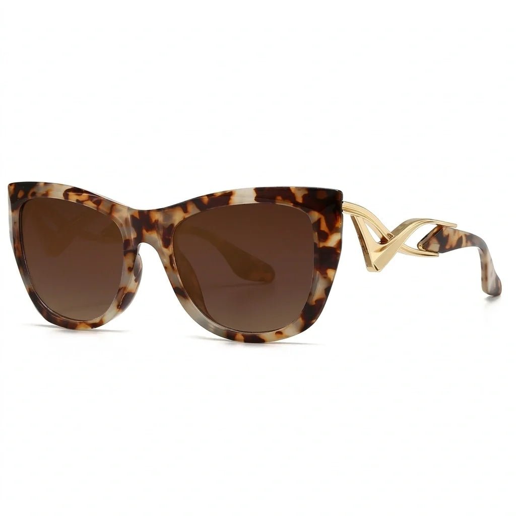 Liora Lunettes de soleil œil de chat oversize UV400 à verres dégradés et détails en métal doré - Hommfer