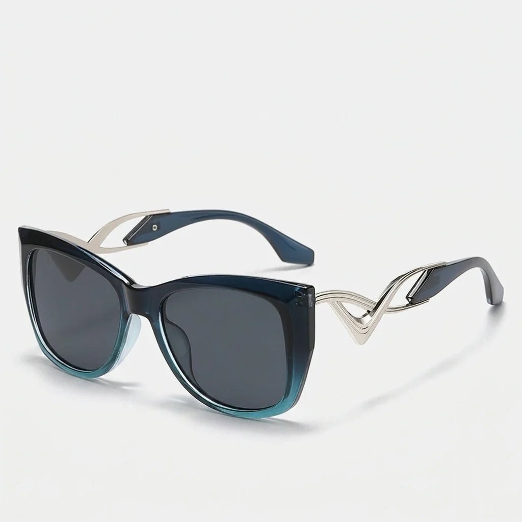Liora Lunettes de soleil œil de chat oversize UV400 à verres dégradés et détails en métal doré - Hommfer