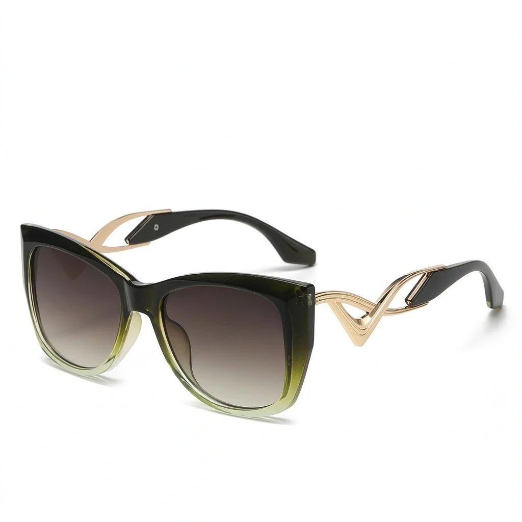 Liora Lunettes de soleil œil de chat oversize UV400 à verres dégradés et détails en métal doré - Hommfer