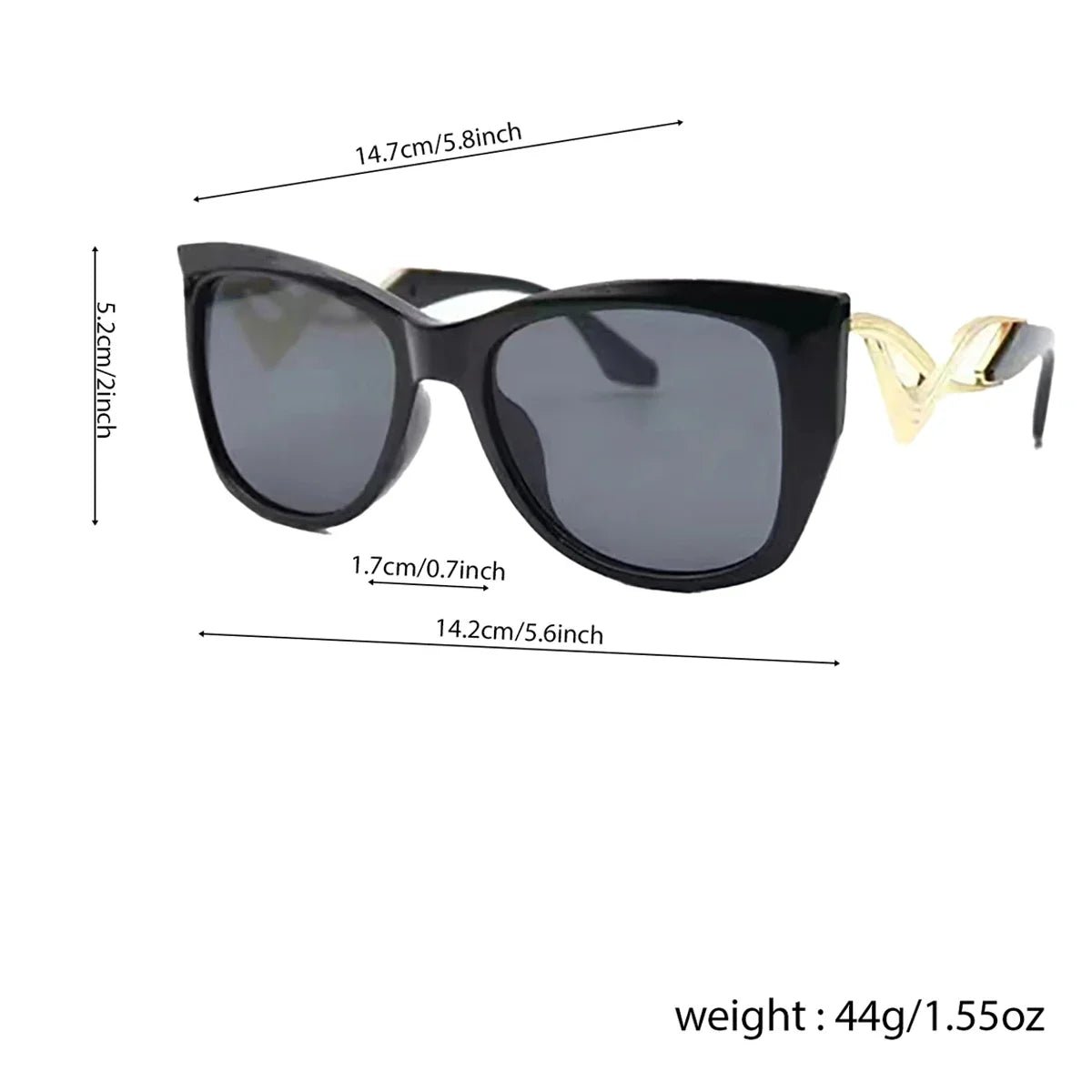 Liora Lunettes de soleil œil de chat oversize UV400 à verres dégradés et détails en métal doré - Hommfer