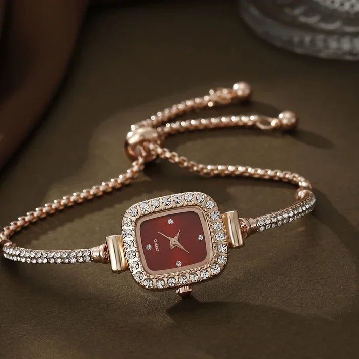 Liora Montre Femme à cadran carré avec pierres brillantes et bracelet réglable - Hommfer