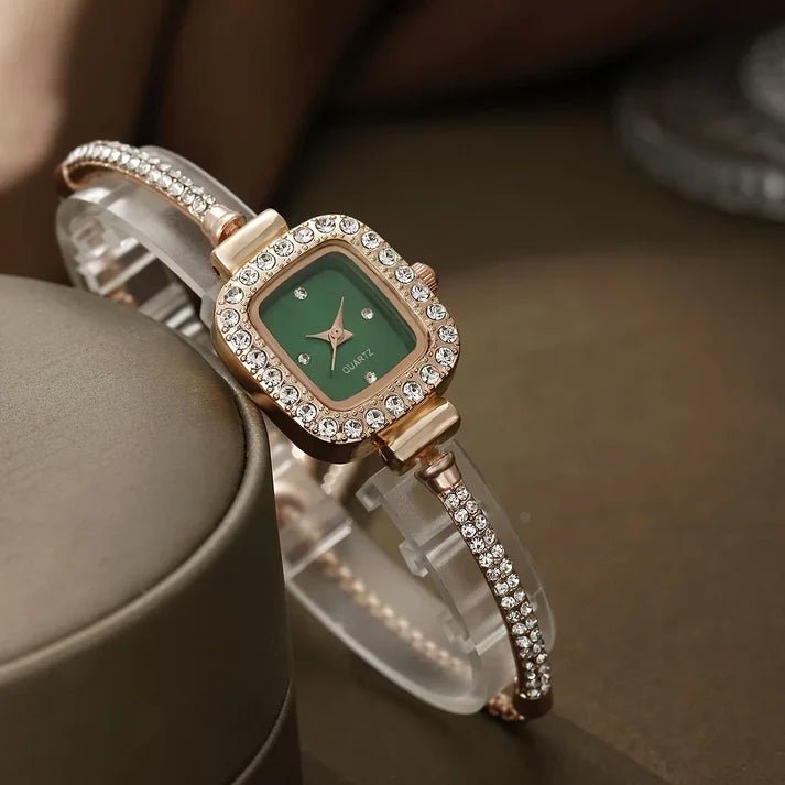 Liora Montre Femme à cadran carré avec pierres brillantes et bracelet réglable - Hommfer