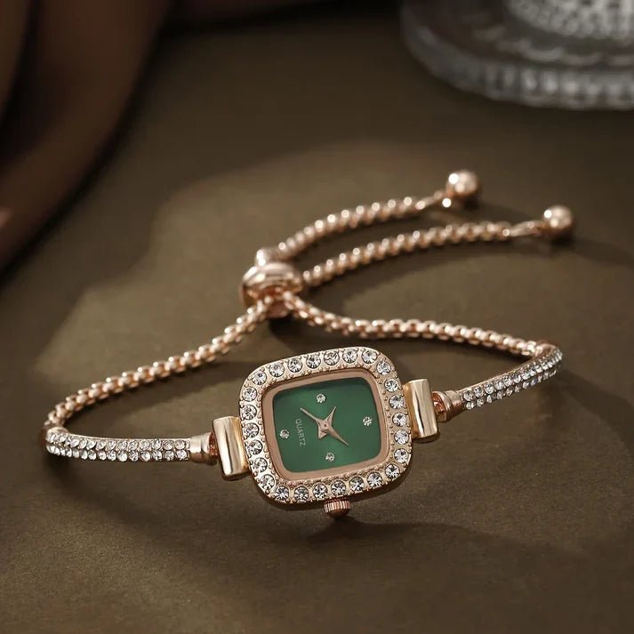 Liora Montre Femme à cadran carré avec pierres brillantes et bracelet réglable - Hommfer