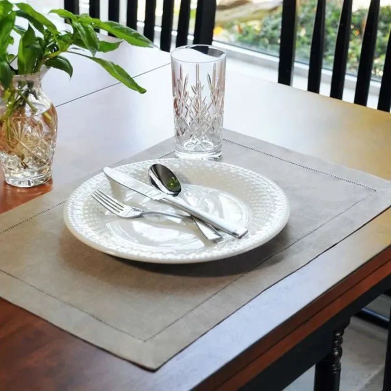 Lot de 6 serviettes de table, blanc en coton, kaki en lin, bords ourlés, disponibles en 50x50, 45x45 ou 20x20 cm - Hommfer