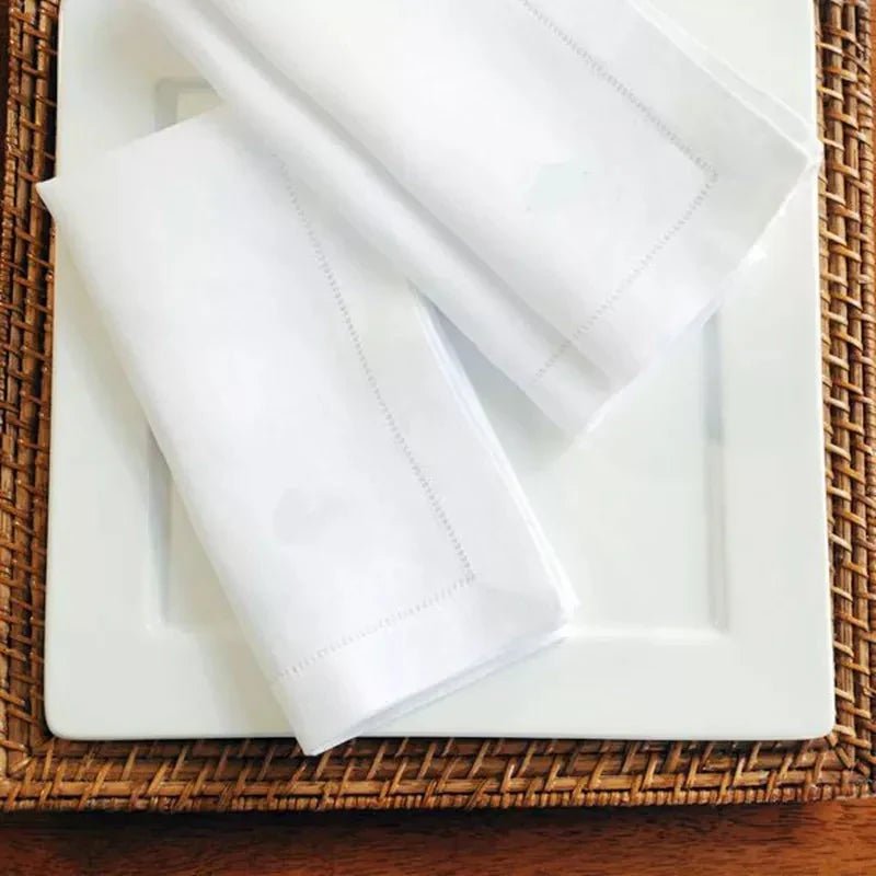 Lot de 6 serviettes de table, blanc en coton, kaki en lin, bords ourlés, disponibles en 50x50, 45x45 ou 20x20 cm - Hommfer