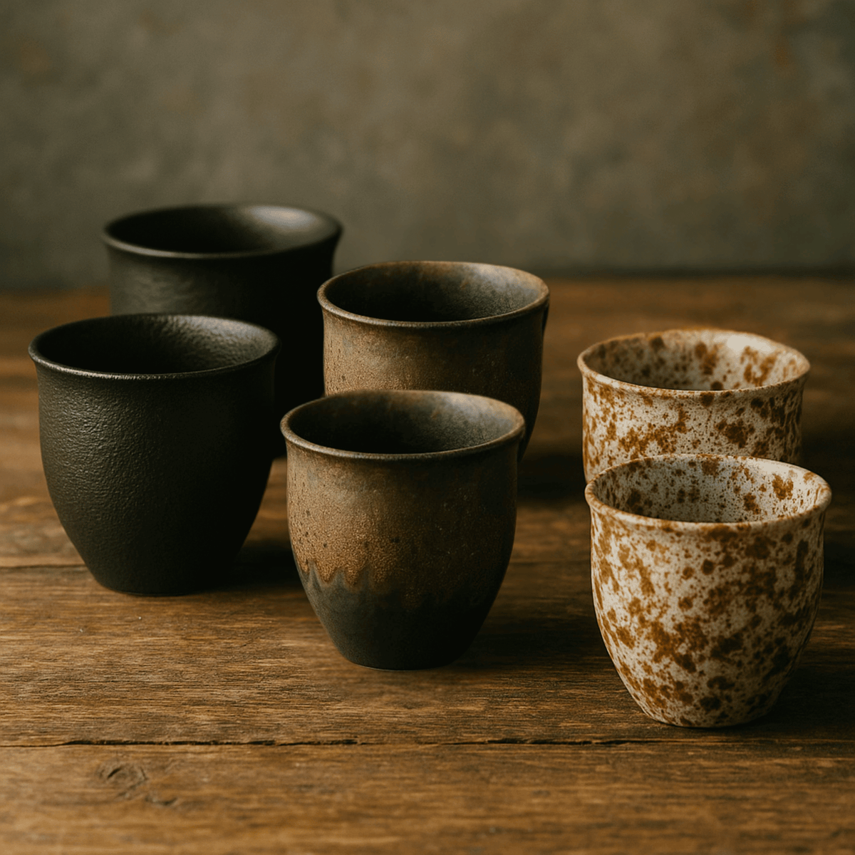 Lot de 6 Tasses à Espresso 90 ml en Céramique Artisanale à Finition Dorée Rustique - Hommfer