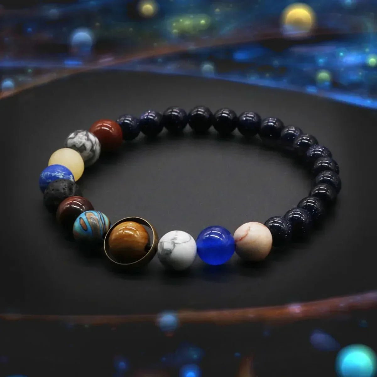 Lyra Bracelet Système Solaire Fait Main à Perles avec Ajustement Extensible - Hommfer