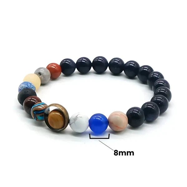 Lyra Bracelet Système Solaire Fait Main à Perles avec Ajustement Extensible - Hommfer