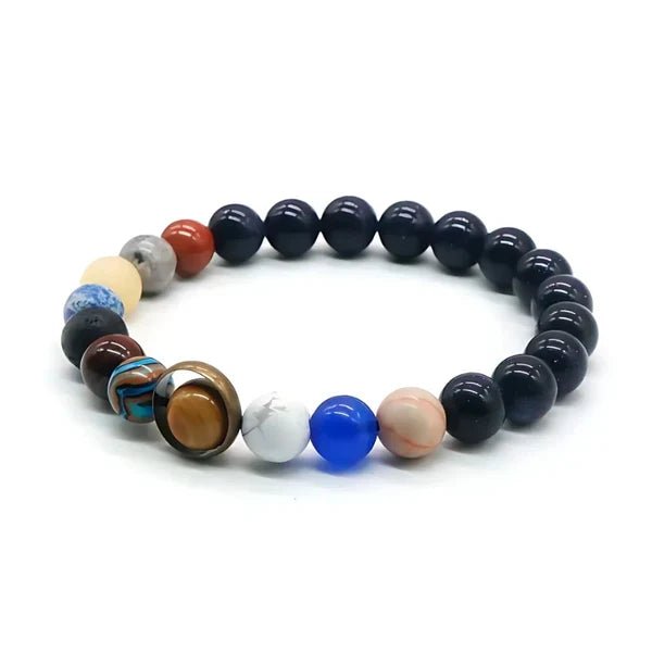 Lyra Bracelet Système Solaire Fait Main à Perles avec Ajustement Extensible - Hommfer