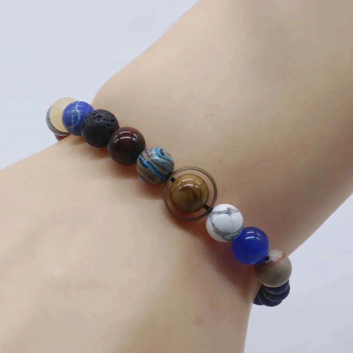 Lyra Bracelet Système Solaire Fait Main à Perles avec Ajustement Extensible - Hommfer