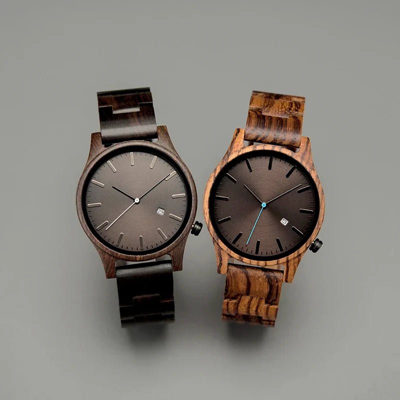 Lysandre Montre en bois de noyer avec mouvement à quartz japonais, verre minéral anti-rayures et fermoir en titane - Hommfer
