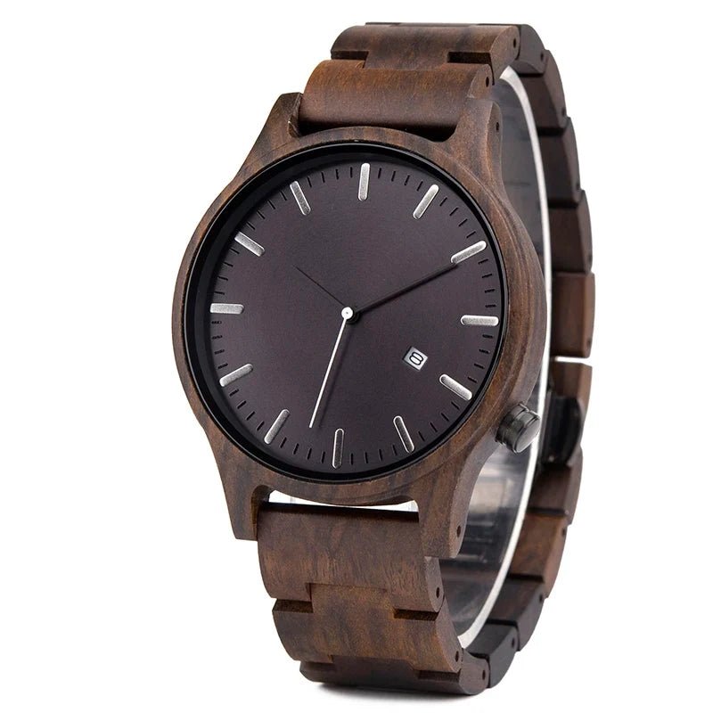 Lysandre Montre en bois de noyer avec mouvement à quartz japonais, verre minéral anti-rayures et fermoir en titane - Hommfer