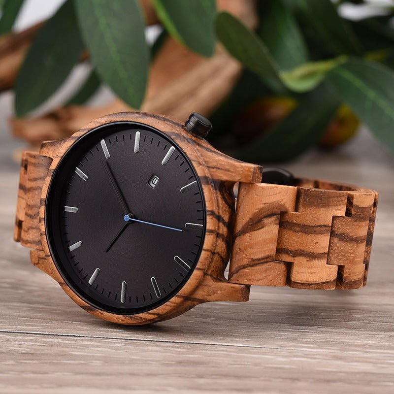Lysandre Montre en bois de noyer avec mouvement à quartz japonais, verre minéral anti-rayures et fermoir en titane - Hommfer