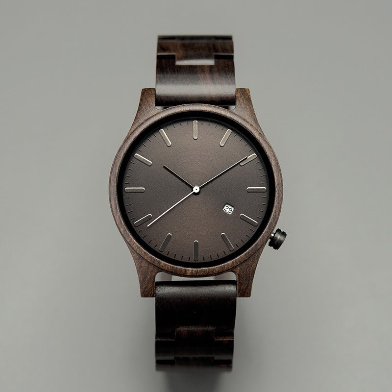 Lysandre Montre en bois de noyer avec mouvement à quartz japonais, verre minéral anti-rayures et fermoir en titane - Hommfer