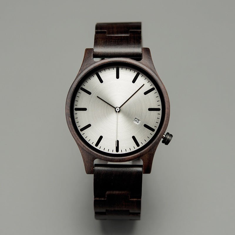 Lysandre Montre en bois de noyer avec mouvement à quartz japonais, verre minéral anti-rayures et fermoir en titane - Hommfer