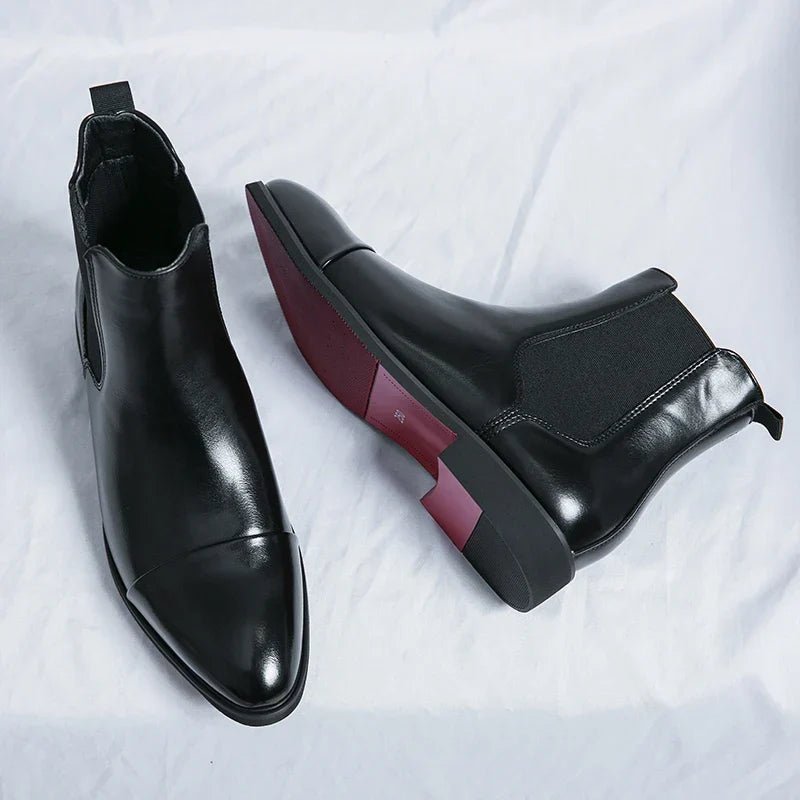 Marceau Bottines Chelsea en cuir avec bout capé, panneaux élastiques et semelle intérieure rembourrée - Hommfer