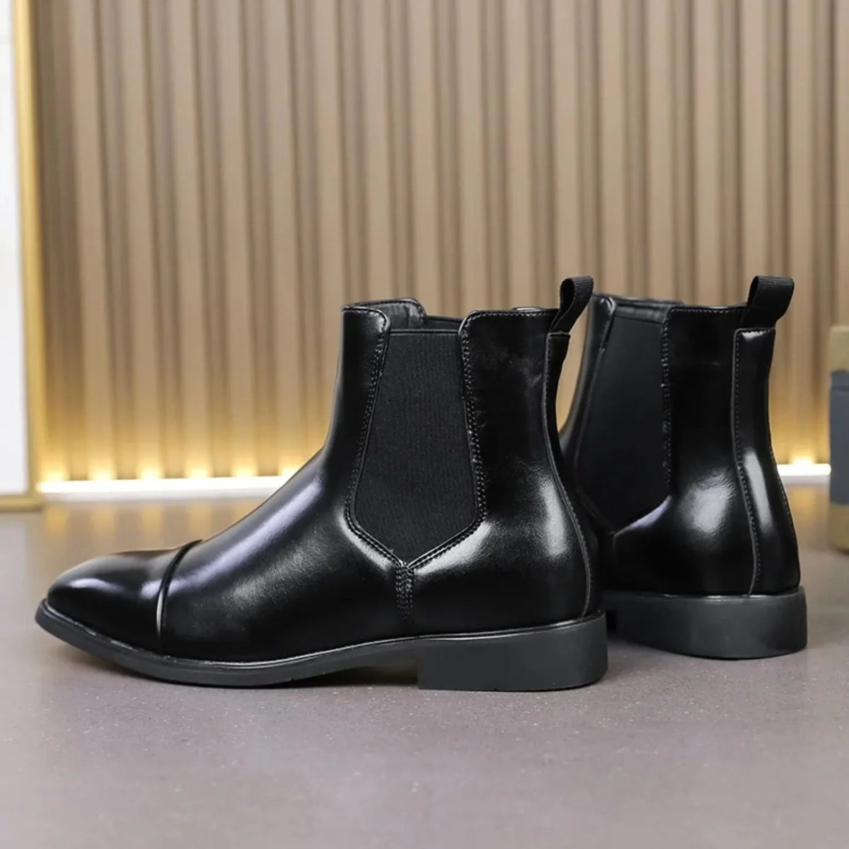 Marceau Bottines Chelsea en cuir avec bout capé, panneaux élastiques et semelle intérieure rembourrée - Hommfer