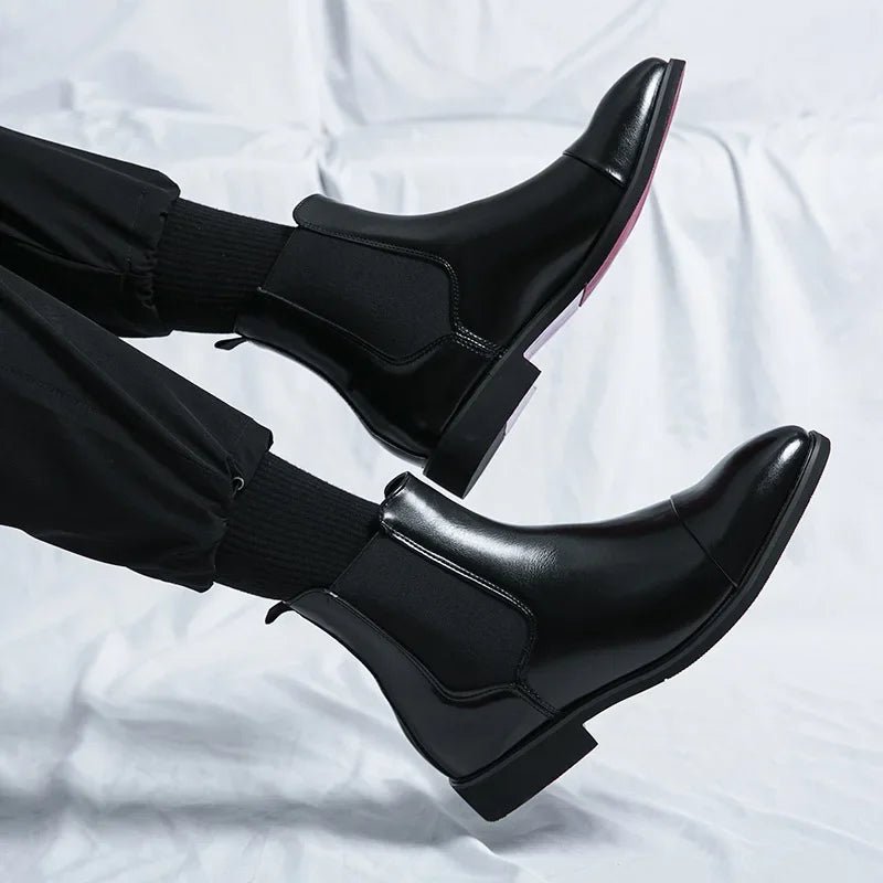 Marceau Bottines Chelsea en cuir avec bout capé, panneaux élastiques et semelle intérieure rembourrée - Hommfer