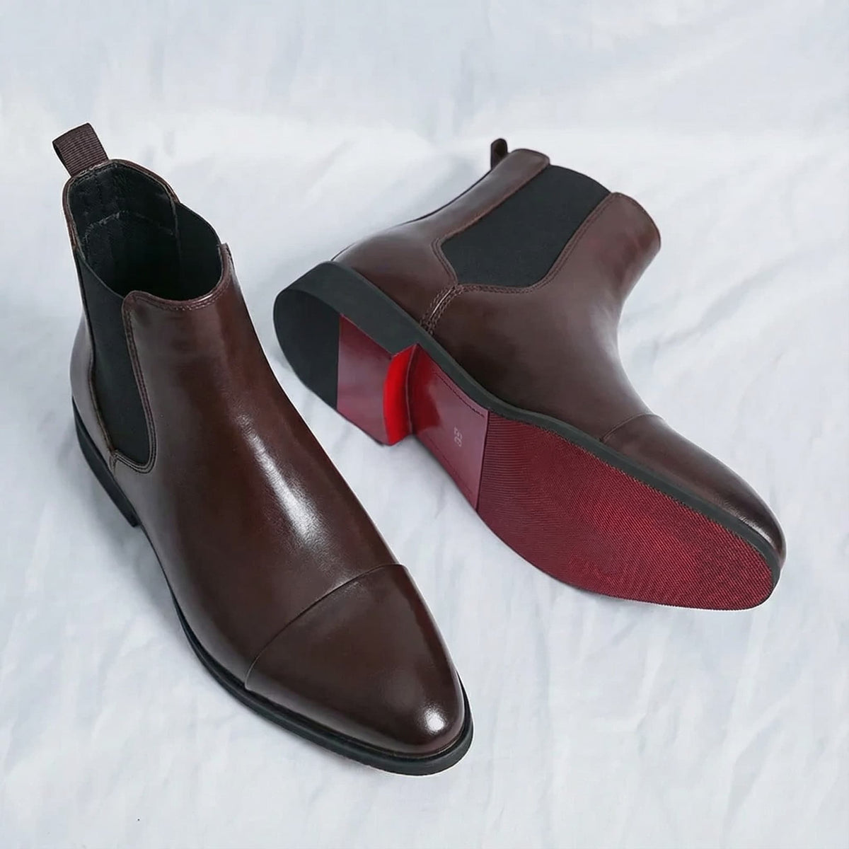 Marceau Bottines Chelsea en cuir avec bout capé, panneaux élastiques et semelle intérieure rembourrée - Hommfer