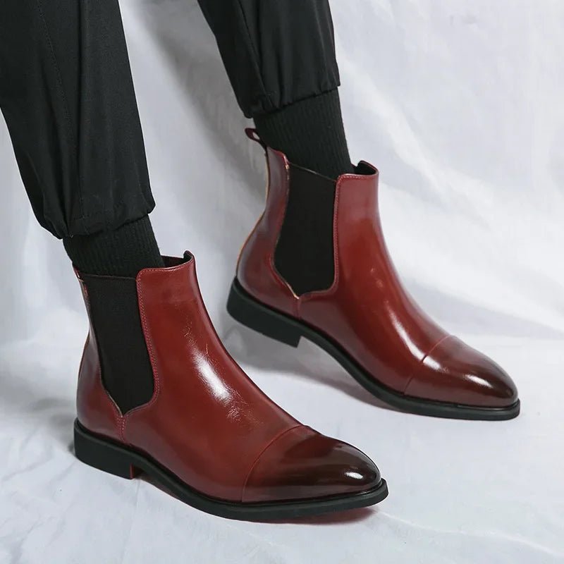 Marceau Bottines Chelsea en cuir avec bout capé, panneaux élastiques et semelle intérieure rembourrée - Hommfer