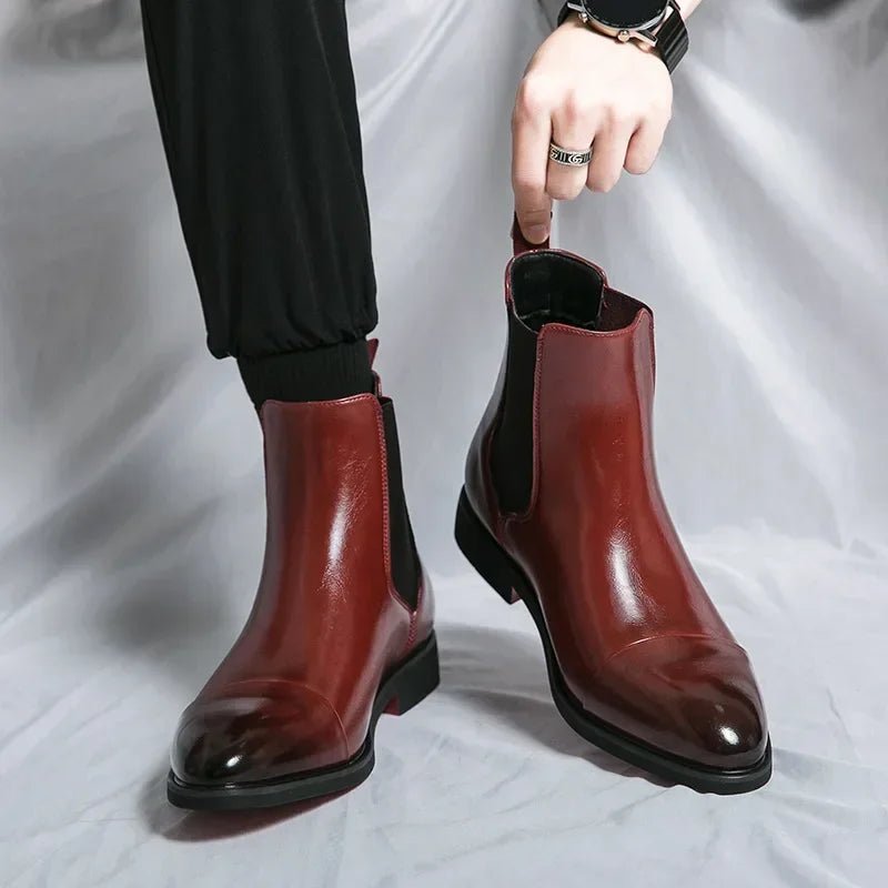 Marceau Bottines Chelsea en cuir avec bout capé, panneaux élastiques et semelle intérieure rembourrée - Hommfer