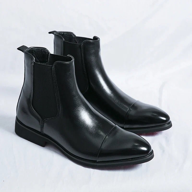 Marceau Bottines Chelsea en cuir avec bout capé, panneaux élastiques et semelle intérieure rembourrée - Hommfer