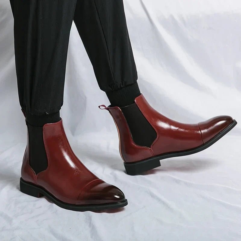 Marceau Bottines Chelsea en cuir avec bout capé, panneaux élastiques et semelle intérieure rembourrée - Hommfer