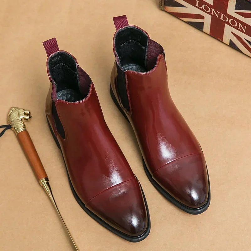 Marceau Bottines Chelsea en cuir avec bout capé, panneaux élastiques et semelle intérieure rembourrée - Hommfer