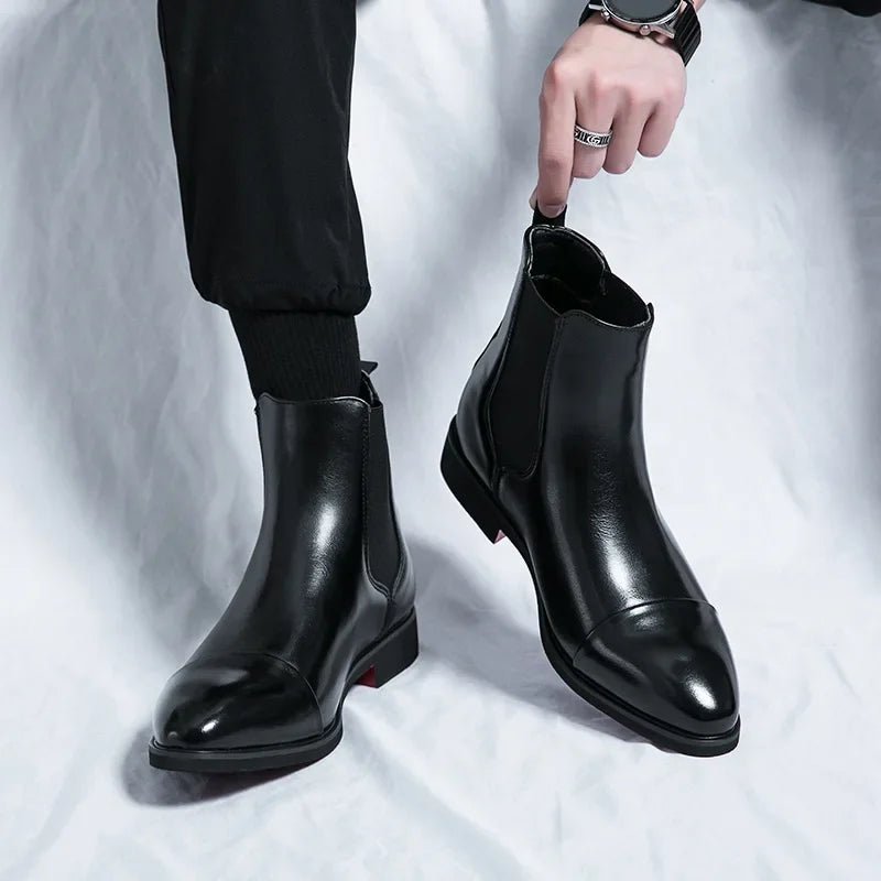 Marceau Bottines Chelsea en cuir avec bout capé, panneaux élastiques et semelle intérieure rembourrée - Hommfer