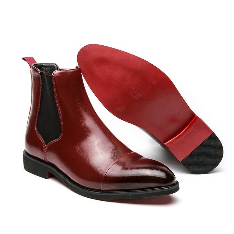 Marceau Bottines Chelsea en cuir avec bout capé, panneaux élastiques et semelle intérieure rembourrée - Hommfer