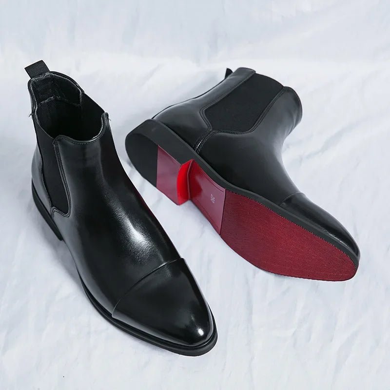 Marceau Bottines Chelsea en cuir avec bout capé, panneaux élastiques et semelle intérieure rembourrée - Hommfer