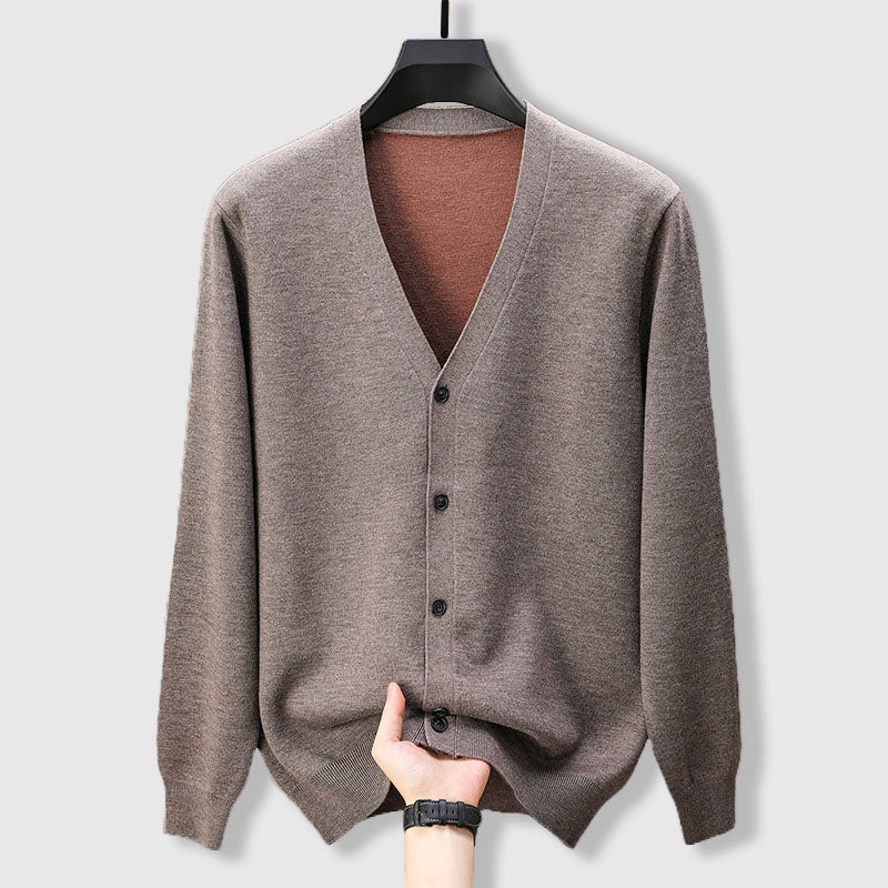 Marceau Cardigan en Cachemire et Laine Mérinos à Col V pour Chaleur Légère - Hommfer