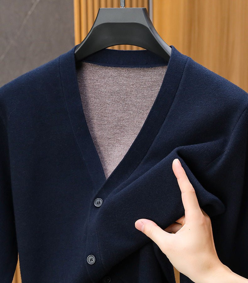 Marceau Cardigan en Cachemire et Laine Mérinos à Col V pour Chaleur Légère - Hommfer