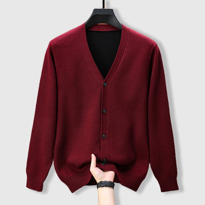 Marceau Cardigan en Cachemire et Laine Mérinos à Col V pour Chaleur Légère - Hommfer