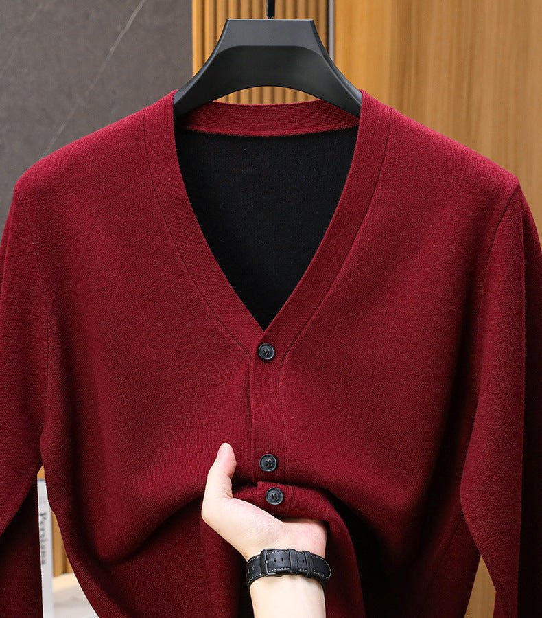 Marceau Cardigan en Cachemire et Laine Mérinos à Col V pour Chaleur Légère - Hommfer