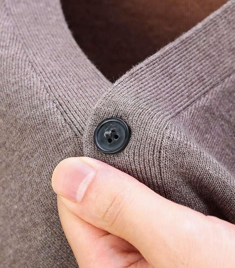 Marceau Cardigan en Cachemire et Laine Mérinos à Col V pour Chaleur Légère - Hommfer