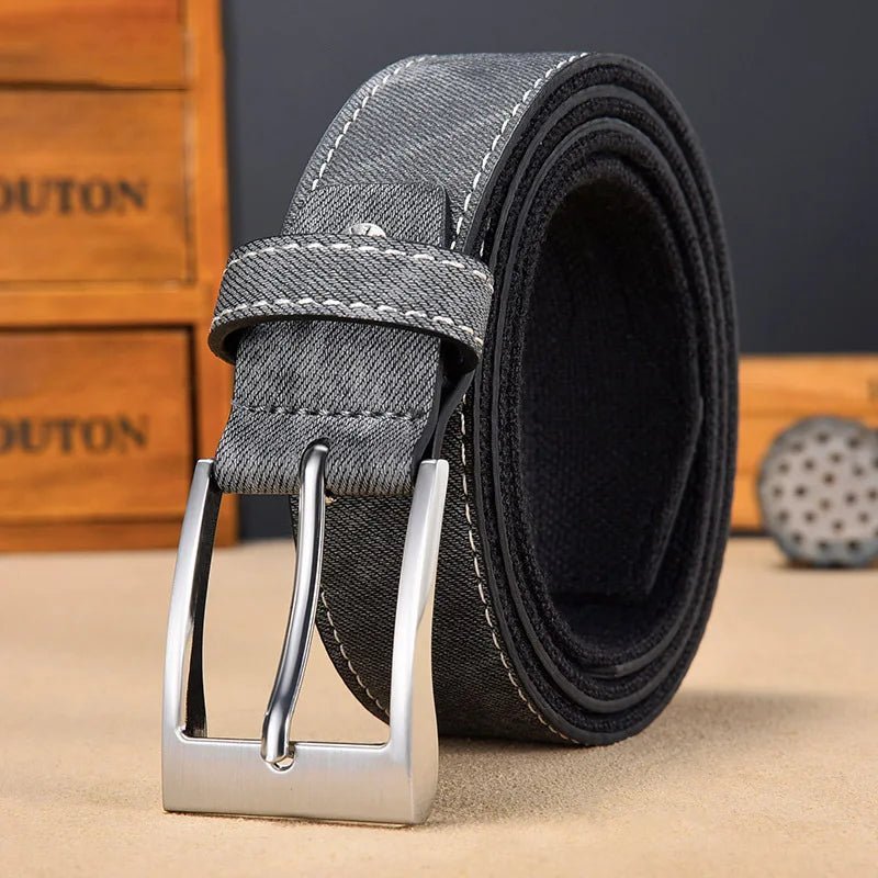 Marceau Ceinture réversible en denim lourd à boucle en métal solide avec coutures renforcées - Hommfer