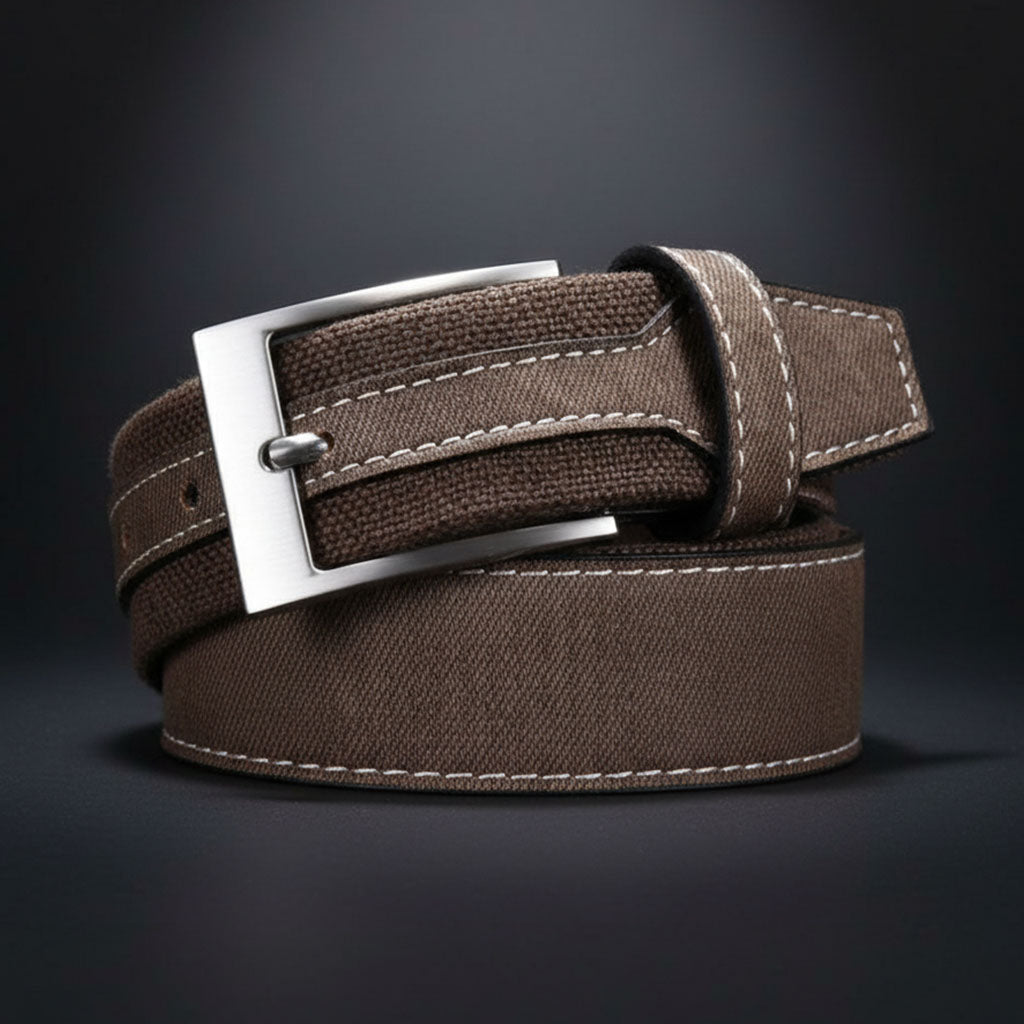 Marceau Ceinture réversible en denim lourd à boucle en métal solide avec coutures renforcées - Hommfer