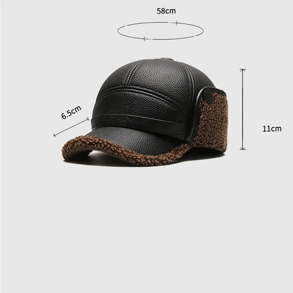 Marceau Chapeau Homme en Similicuir Chaud avec Cache-Oreilles pour l’Hiver - Hommfer