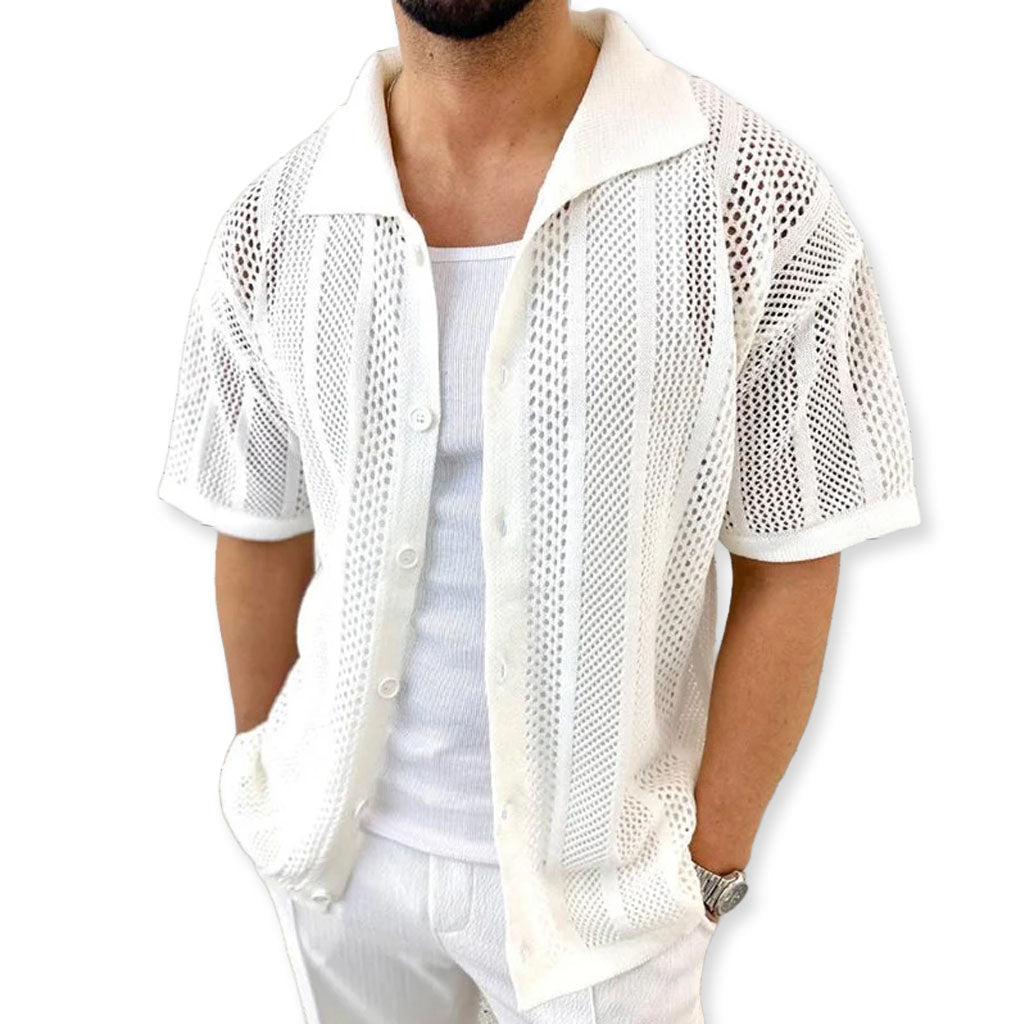 Marceau Chemise à manches courtes en 100 % coton respirant à motif discret pour rester au frais par temps chaud - Hommfer