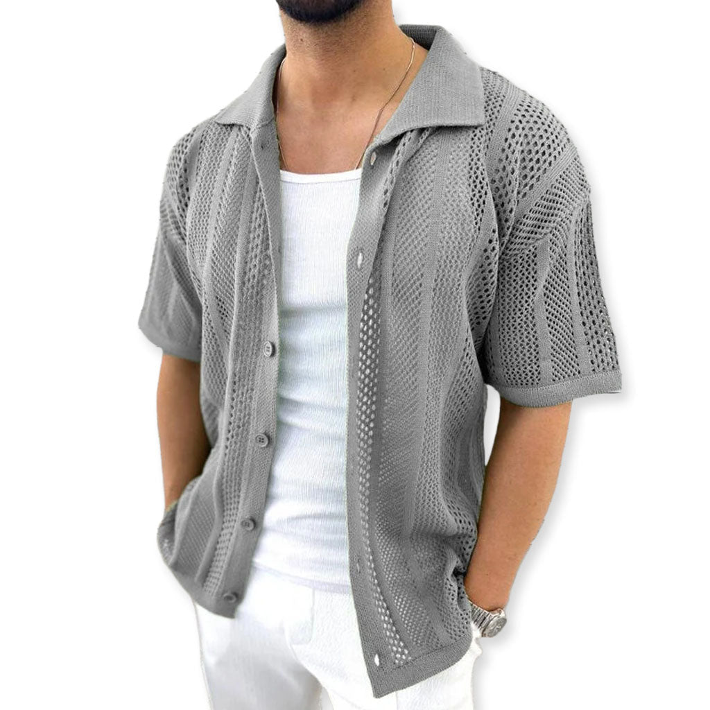 Marceau Chemise à manches courtes en 100 % coton respirant à motif discret pour rester au frais par temps chaud - Hommfer