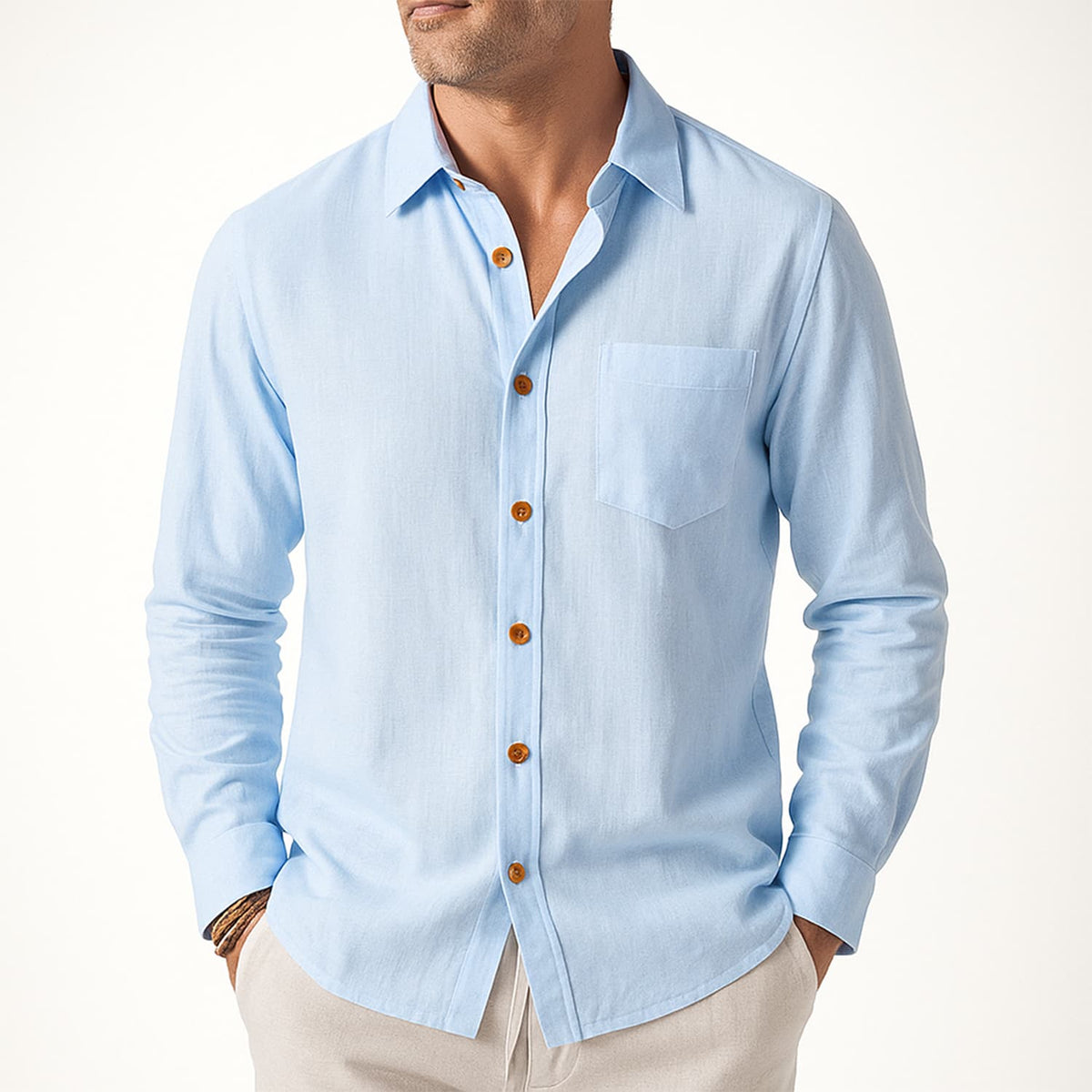 Marceau Chemise respirante en lin 100 % avec poche poitrine pour vos essentiels - Hommfer