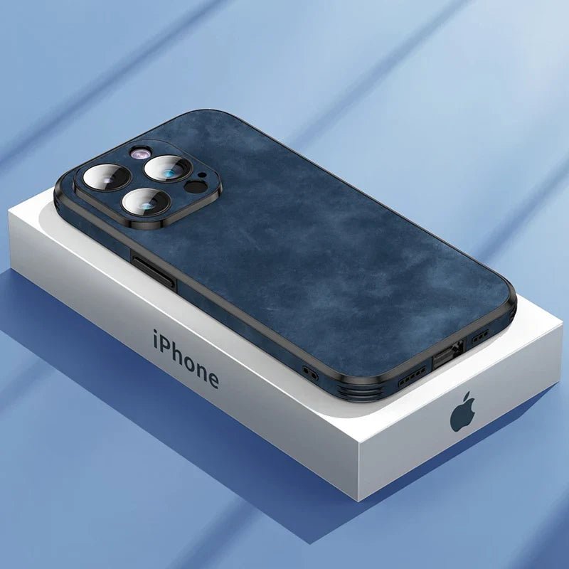 Marceau Étui pour iPhone en cuir de mouton avec protection antichoc, compatible charge sans fil - Hommfer